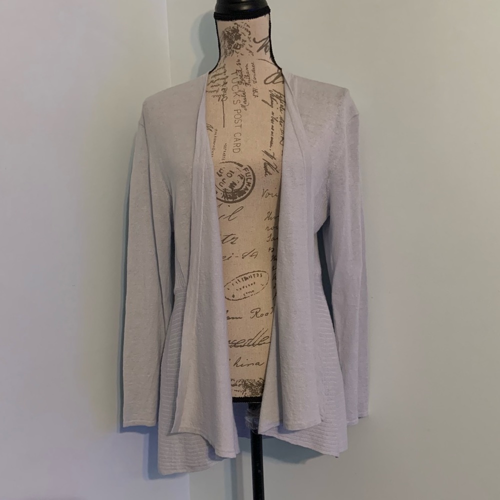 Eileen Fisher Rain Organic Linen Open Front Angle Cardigan Sweater